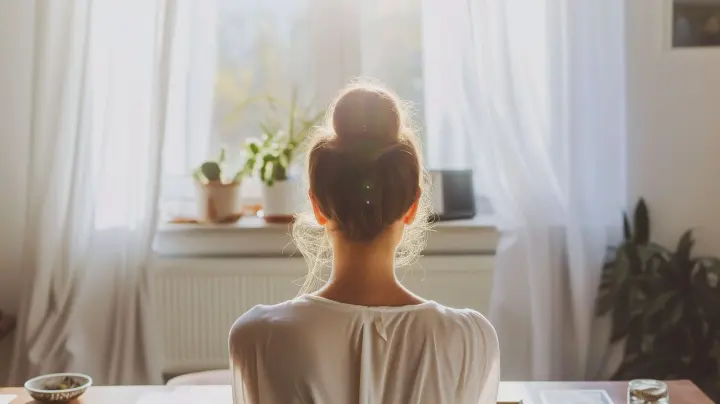 Moment de calme et de recueillement près d’une fenêtre
